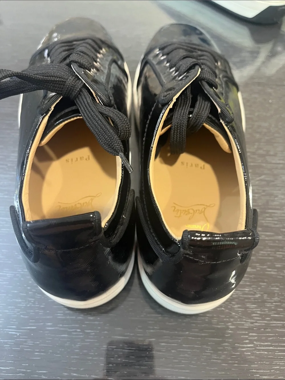 Christian Louboutin Black Patent Low-Top Sneakers